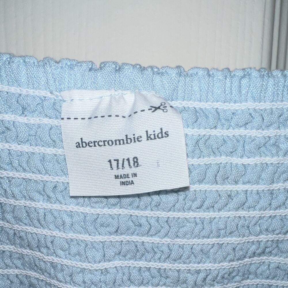 Abercrombie Kids Girls Blue Green Floral Smocked A-Line Dress 17/18 Square Neck - Picture 2 of 7